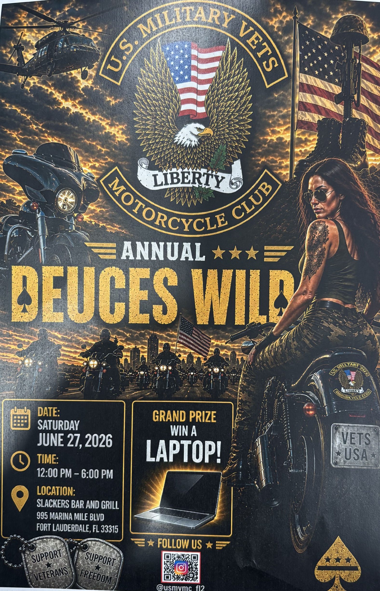 Event flyer for US Military Vets MC - FLA 2 Annual