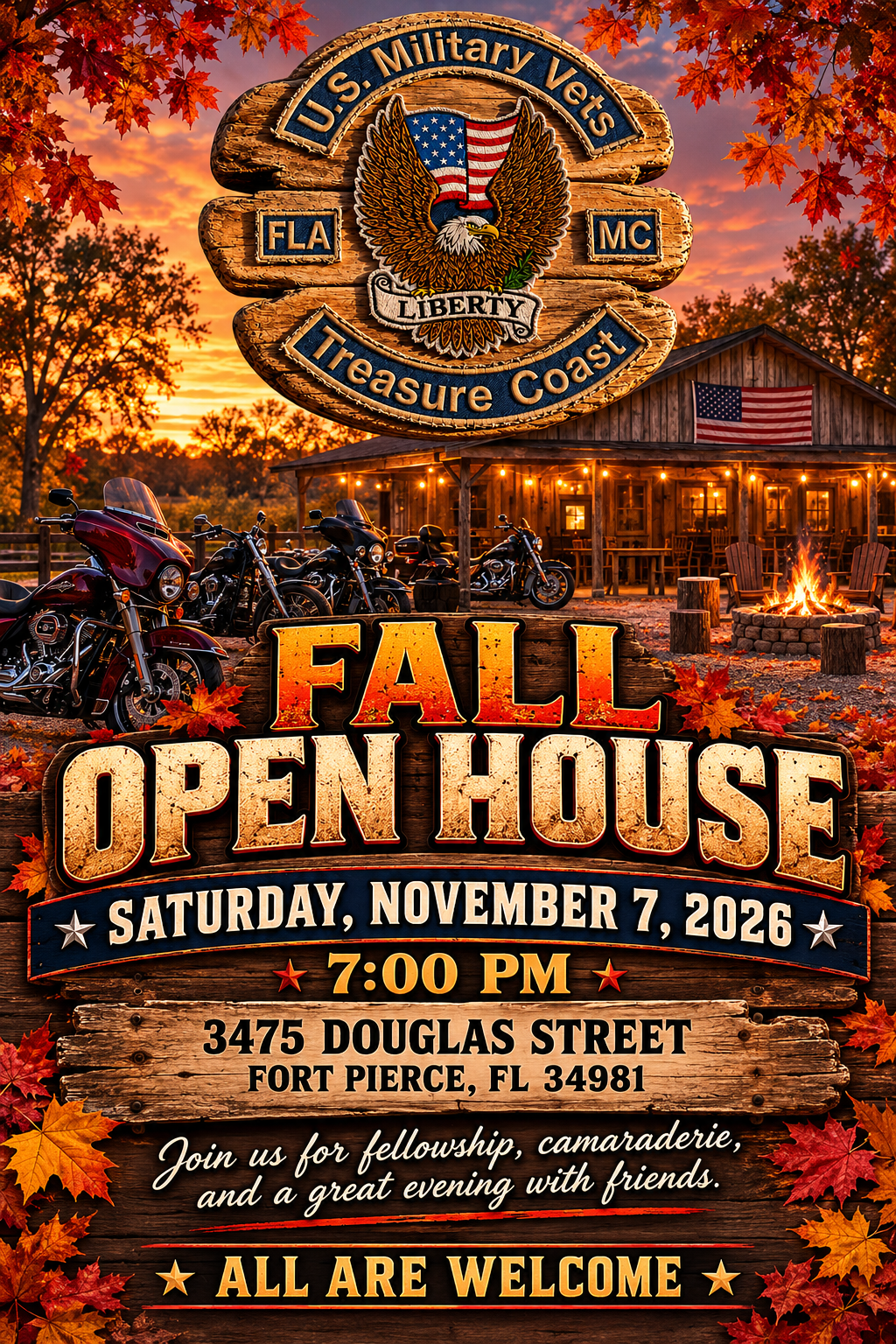 Event flyer for US Military Vets Open House