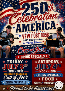 Event flyer for VFW 8058 Live Music